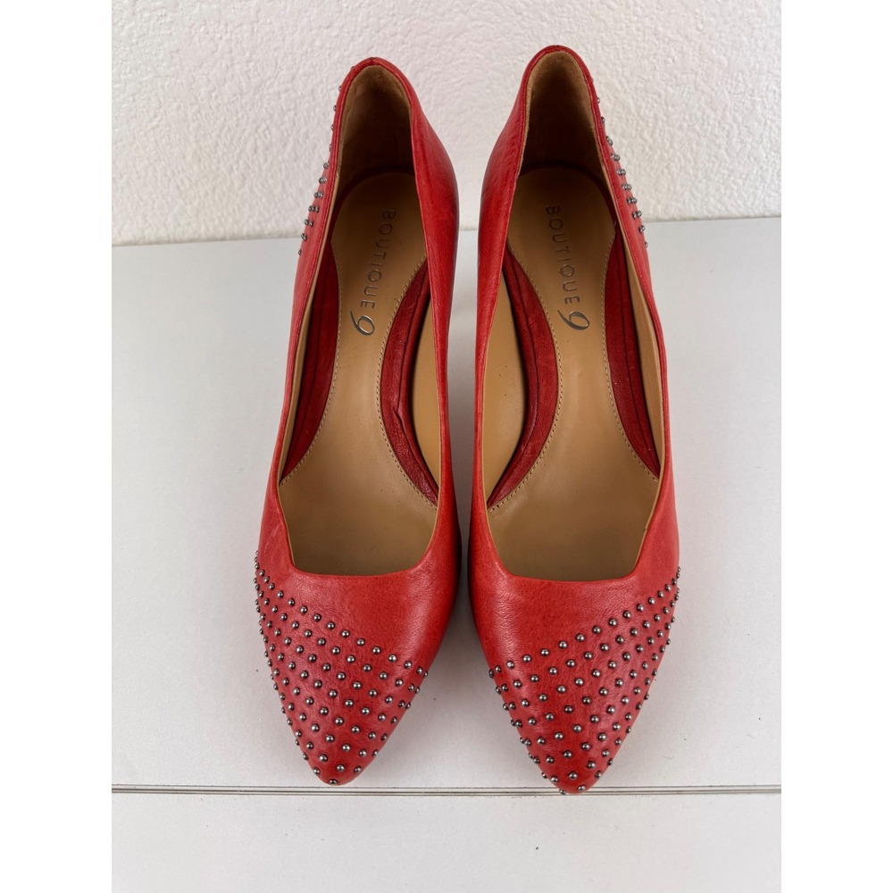 Boutique 9 Red Leather Studded Pointed Toe Stiletto‎ Heels Size 7.5M